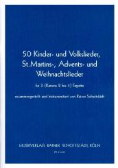 50 Kinder- und Volkslieder, St. Martin-, Advents- und Weihnachtslieder für 2-4 Fagotte (Violoncello), 2 Spielpartituren 