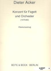 Acker, Dieter: Konzert für Fagott und Orchester, Klavierauszug für Fagott und Klavier 