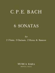 Bach, Carl Philipp Emanuel: 6 Sonaten WQ184 für 2 Flöten, 2 Klarinetten, 2 Hörner und Fagott, Partitur und Stimmen 
