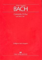 Bach, Johann Sebastian: Konzert D-Dur nach BWV249: für 3 Trompeten, Pauken, 2 Oboen, Fagott, 2 Violinen, Viola und Bc, Partitur 