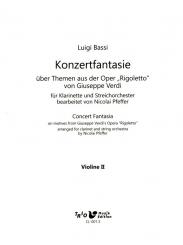 Bassi, Luigi: Konzertfantasie über Themen aus der Oper 'Rigoletto' für Streichorchester und Klarinette, Violine 2 