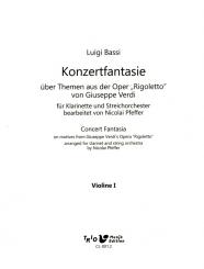 Bassi, Luigi: Konzertfantasie über Themen aus der Oper 'Rigoletto' für Streichorchester und Klarinette, Violine 1 