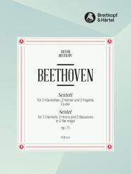 Beethoven, Ludwig van: Sextett Es-Dur op.71 für 2 Klarinetten, 2 Hörner und 2 Fagotte, Stimmen 