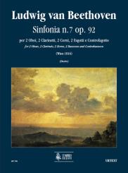 Beethoven, Ludwig van: Sinfonia no.7 op.92 per 2 oboi, 2 clarinetti, 2 corni, 2 fagotti e controfagotto, partitura 
