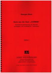 Bizet, Georges: Suite aus der Oper 'Carmen' für Flöte, Klarinette, Fagott, Horn, Streichquintett, Stimmen 