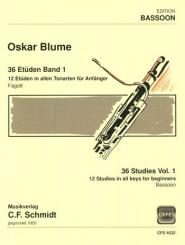 Blume, Oskar: 36 Etüden Band 1 (12 Etüden in allen Tonarten für Anfänger) für Fagott 