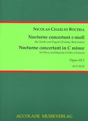 Bochsa, Robert Nicolas-Charles: Nocturne concertant c-Moll op.69,3 für Harfe und Fagott (Violine/Klarinette), Partitur und Stimmen 