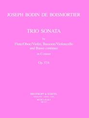 Boismortier, Joseph Bodin de: Triosonate g-Moll op.37,4 für Flöte (Oboe, Violine), Fagott, (Violoncello) und Bc 
