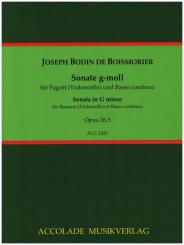 Boismortier, Joseph Bodin de: Sonate g-Moll op.26,5 für Fagott (Violoncello) und Bc, Partitur und Stimme 