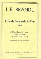 Brandl, Johann Evangelist: Grande Serenade C-Dur op.7 für Oboe, Fagott, 2 Hörner, Violine, 2 Violen, Violoncello und Kontrabaß, Partitur+Stimmen 