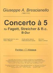 Brescianello, Giuseppe Antonio: Konzert à 5 B-Dur für Fagott (Violoncello), Violine, Streicher und Bc, Partitur und Stimmen (Streicher 1-1-1-1-1) 