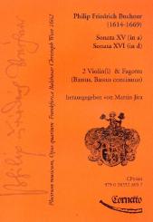 Buchner, Philipp Friedrich: Plectrum musicum op.4 Band 8 für 2 Violinen, Fagott und Bc, Partitur und Stimmen 