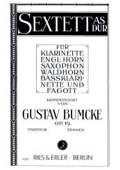 Bumcke, Gustav: Sextett As-Dur op.19 für Klarinette, Englischhorn, Saxophon, Waldhorn, Baßklarinette, Fagott,   Partitur und Stimmen 