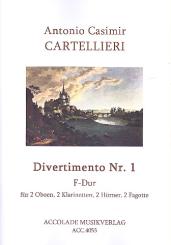 Cartellieri, Antonio Casimir: Divertimento F-Dur Nr.1 für 2 Oboen, 2 Klarinetten, 2 Hörner und 2 Fagotte, Partitur und Stimmen 