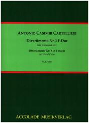 Cartellieri, Antonio Casimir: Divertimento F-Dur Nr.3 für 2 Oboen, 2 Klarinetten, 2 Hörner und 2 Fagotte, Partitur und Stimmen 