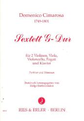 Cimarosa, Domenico: Sextett G-Dur für 2 Violinen, Viola, Violoncello, Fagott, Klavier, Partitur und Stimmen 