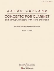 Copland, Aaron: Konzert für Klarinette und Streichorchester mit Harfe und Klavier, Partitur 
