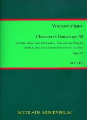 D'Indy, Vincent: Chanson et danses op.50 für Flöte, Oboe, 2 Klarinetten, Horn und 2 Fagotte, Partitur und Stimmen 