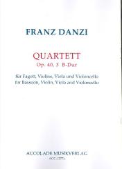Danzi, Franz: Quartett B-Dur op.40,3 für Fagott, Violine, Viola und Violoncello, Partitur und Stimmen 