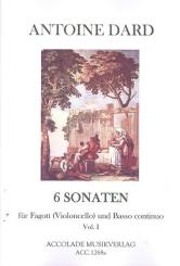 Dard, Antoine: 6 Sonaten Band 1 op.2 für Fagott (Violoncello) und Bc, Partitur und Stimmen 