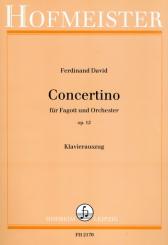 David, Ferdinand: Concertino op.12  für Fagott und Orchester  , Klavierauszug 