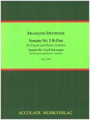 Devienne, Francois: Sonate B-Dur Nr.3 für Fagott und Basso continuo, Partitur und Stimmen 