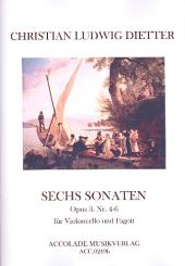 Dietter, Christian Ludwig: 6 Sonaten op.3 Band 2 (Nr.4-6) für Fagott und Violoncello, Partitur und Stimmen 