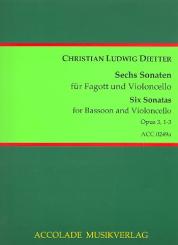 Dietter, Christian Ludwig: 6 Sonaten op.3 Band 1 (Nr.1-3) für Fagott und Violoncello 