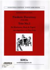 Duvernoy, Jean Baptiste: Trio F-Dur Nr.1 für Klarinette, Horn und Fagott, Partitur und Stimmen 