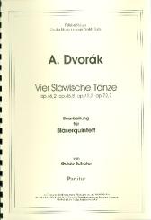 Dvorak, Antonin Leopold: 4 slawische Tänze für Flöte, Oboe, Klarinette, Horn und Fagott, Partitur und Stimmen 