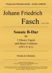 Fasch, Johann Friedrich: Sonate B-Dur (FWV N: B2) für 2 Oboen, Fagott und Bc, Partitur und Stimmen 