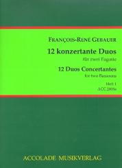 Gébauer, Francois-Réné: 12 duos concertants op.44 Band 1 (Nr.1-3) für 2 Fagotte, Partitur und Stimmen 