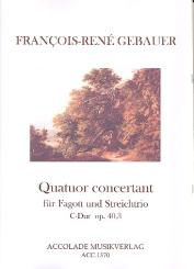 Gébauer, Francois-Réné: Quatuor concertant C-Dur op.40,3 für Fagott, Violine, Viola und Violoncello, Partitur und Stimmen 