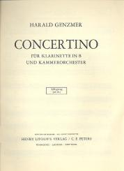 Genzmer, Harald: Concertino für Klarinette und Orchester, Schlagzeug (ad lib.) 