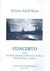 Hasse, Johann Adolph: Concerto F-Dur für Oboe, Chalumeau (Klarinette, Violine), Fagott und Bc, Partitur und Stimmen 