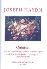Haydn, Franz Joseph: Quintett op.76,3 für Flöte, Englischhorn, Klarinette, Horn und Fagott, Partitur und Stimmen 