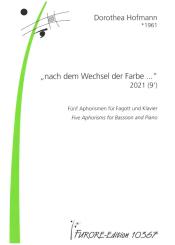 Hofmann, Dorothea: 'nach dem Wechsel der Farbe...' für Fagott und Klavier 
