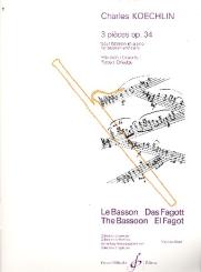 Koechlin, Charles Louis Eugene: 3 pieces op.34 pour basson et piano 