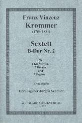 Krommer, Franz Vinzenz: Sextett B-Dur Nr.2 für 2 Klarinetten, 2 Hörner und 2 Fagotte, Partitur und Stimmen 