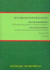 Mendelssohn-Bartholdy, Felix: 2 Konzertstücke op.113 und op.114 für Klarinette, Fagott (2 Fagotte) und Klavier, Stimmen 