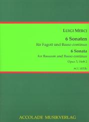 Merci, Luigi: 6 Sonaten op.3 Band 2 (Nr.4-6) für Fagott und Bc 