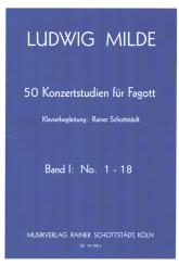 Milde, Ludwig: 50 Konzertstudien Band 1 (Nr.1-18) für Fagott mit Klavierbegleitung 