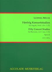 Milde, Ludwig: 50 Konzertstudien op.26 Band 1 (Nr.1-25) für Fagott 