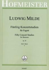Milde, Ludwig: 50 Konzertstudien op.26 Band 2 (Nr.26-50) für Fagott 