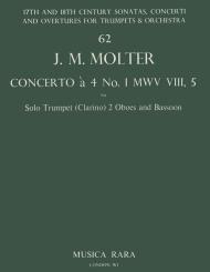 Molter, Johann Melchior: Konzert à 4 D-Dur Nr.1 MWV8,5 für Trompete solo, 2 Oboen und Fagott, Partitur und Stimmen 