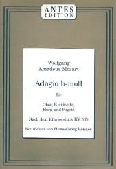 Mozart, Wolfgang Amadeus: Adagio h-Moll nach dem Klavierstück KV540 für Oboe, Klarinette, Horn und, Fagott,  Partitur und Stimmen 