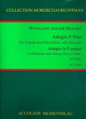Mozart, Wolfgang Amadeus: Adagio F-Dur KV580a  für Fagott und Streichtrio oder Klavier, 5 Stimmen 