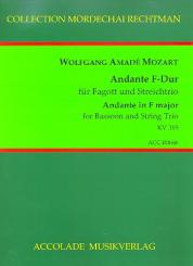 Mozart, Wolfgang Amadeus: Andante F-Dur KV315  für fagott, Violine, Viola und Violoncello, Partitur und Stimmen 