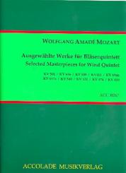 Mozart, Wolfgang Amadeus: Ausgewählte Meisterwerke für Flöte, Oboe, Klarinette, Horn und Fagott, Partitur und Stimmen 