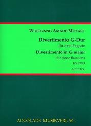 Mozart, Wolfgang Amadeus: Divertimento G-Dur KV229,3 für 3 Fagotte, Partitur und Stimmen 